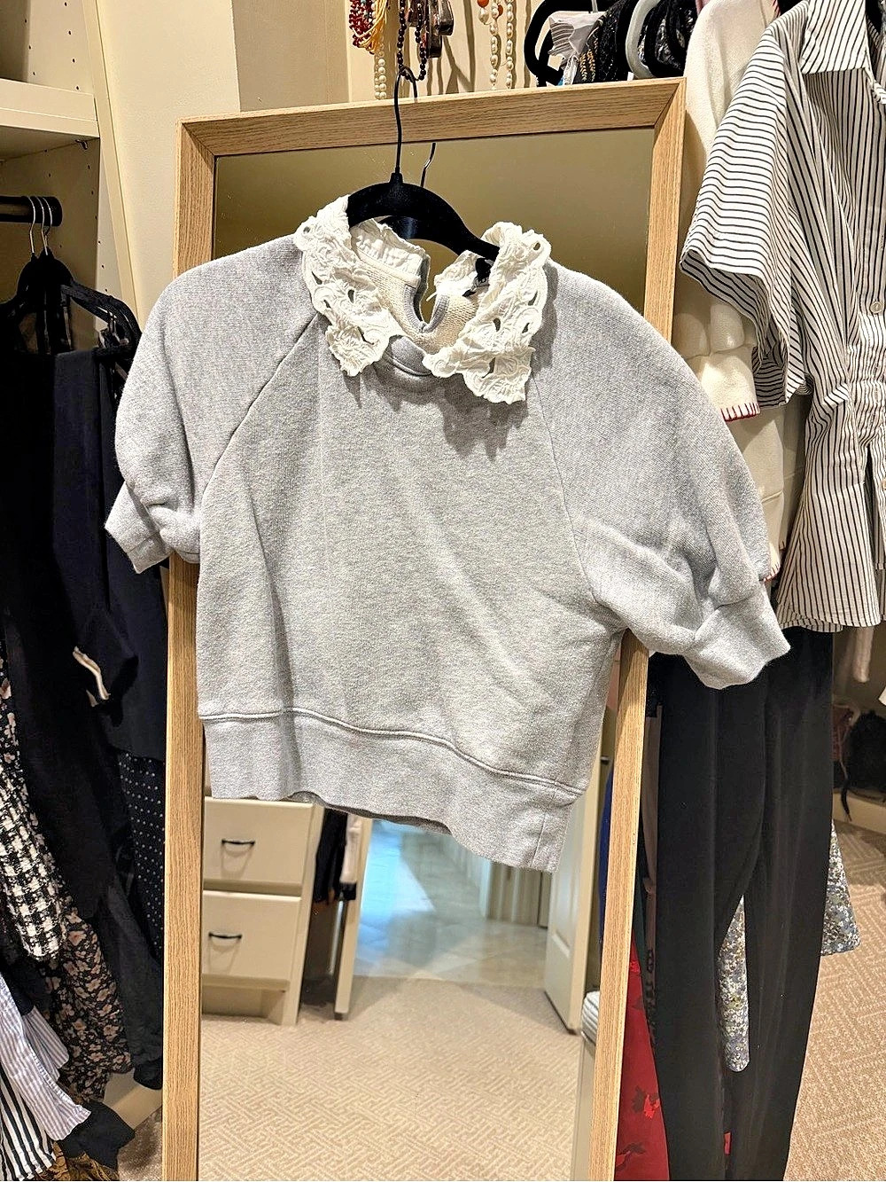 J.Crew Lace-collar crewneck sweatshirt Gray